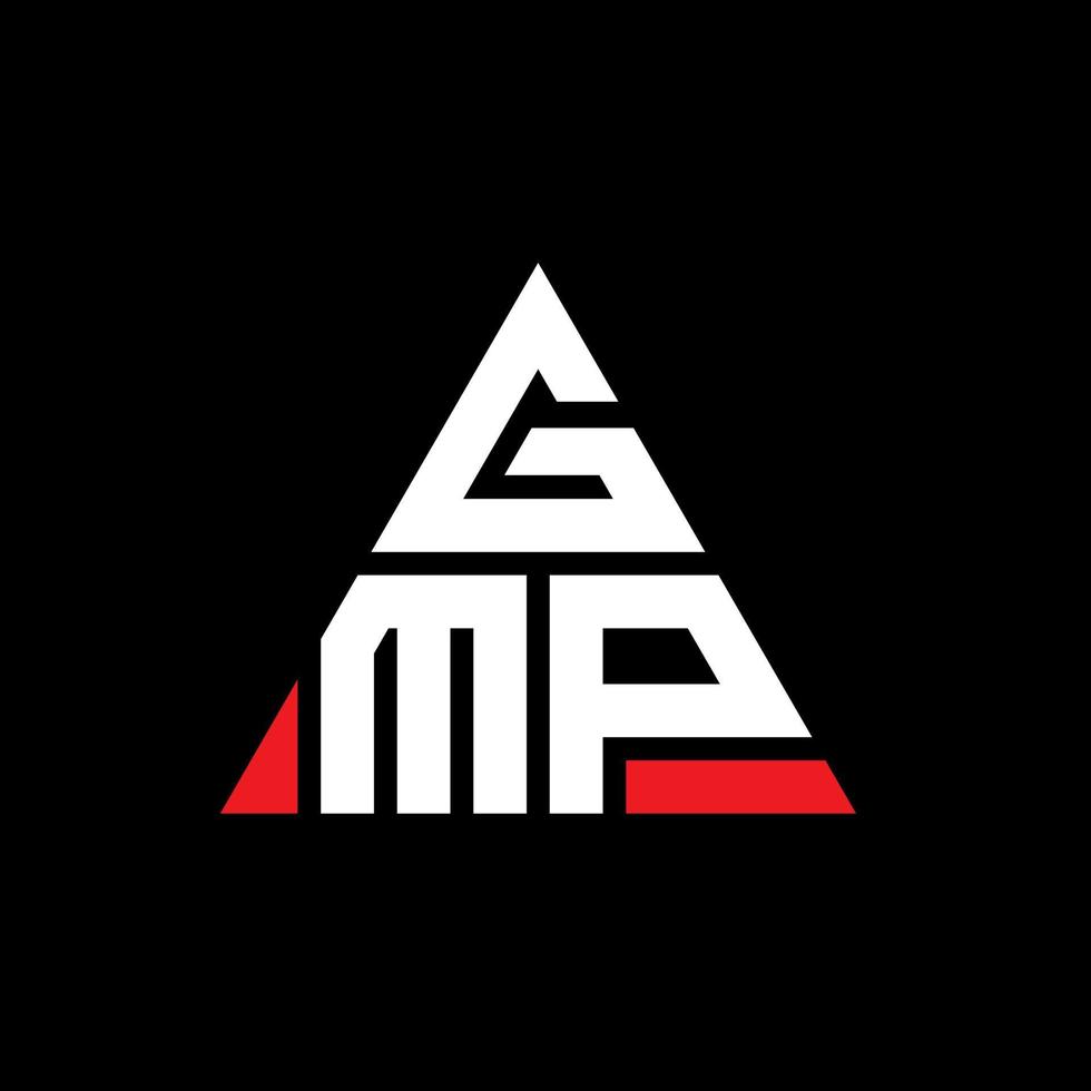 diseño de logotipo de letra triangular gmp con forma de triángulo. monograma de diseño de logotipo de triángulo gmp. plantilla de logotipo de vector de triángulo gmp con color rojo. logotipo triangular gmp logotipo simple, elegante y lujoso.