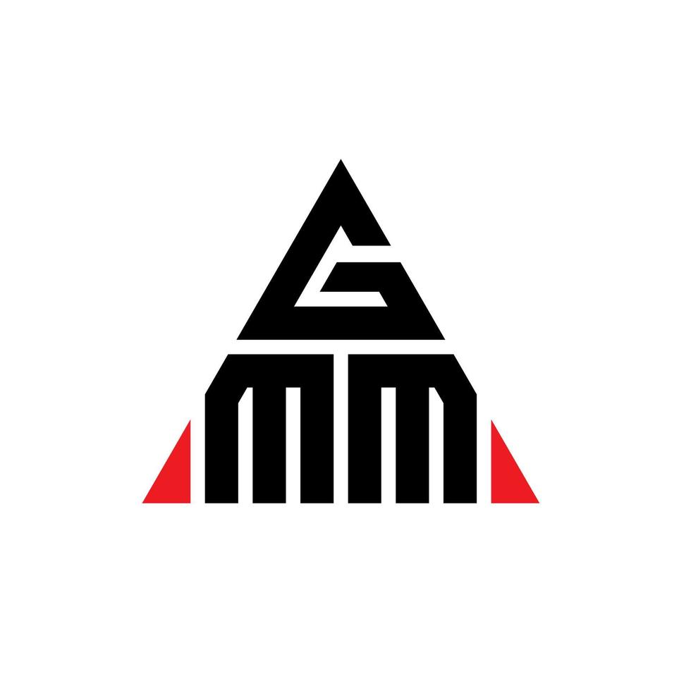 GMM triangle letter logo design with triangle shape. GMM triangle logo design monogram. GMM triangle vector logo template with red color. GMM triangular logo Simple, Elegant, and Luxurious Logo.