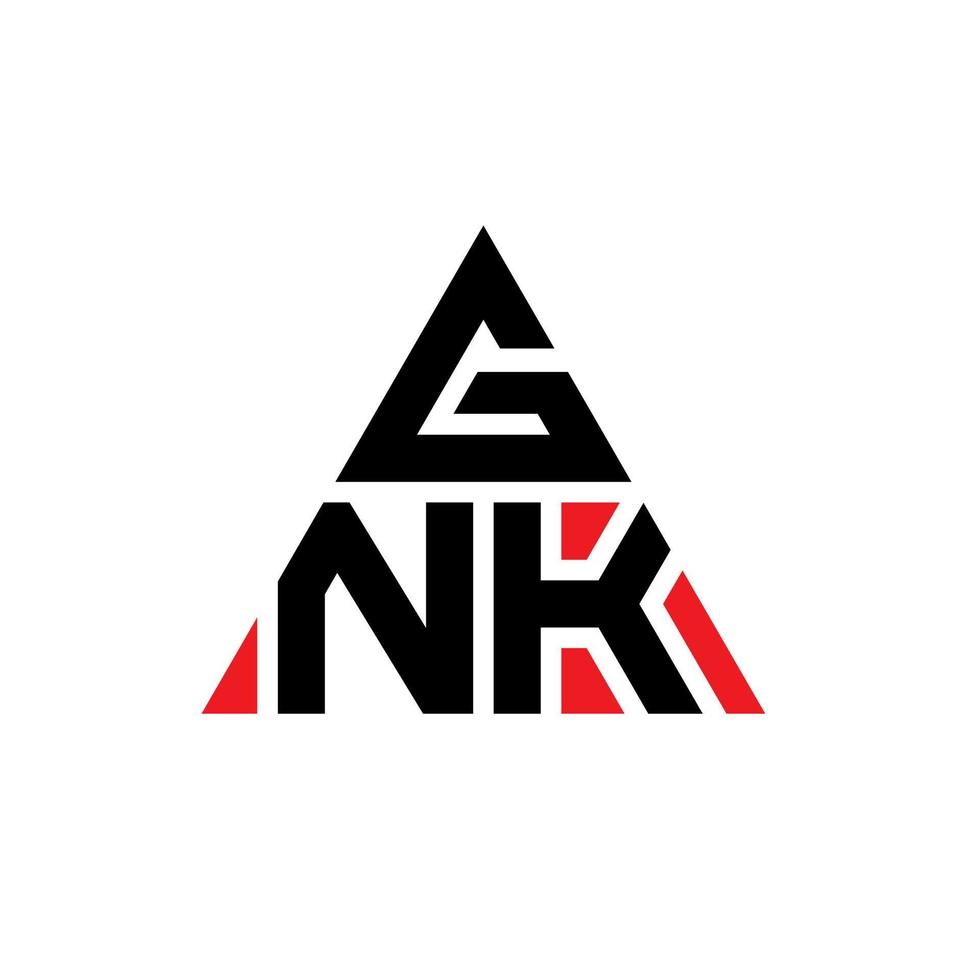 GNK triangle letter logo design with triangle shape. GNK triangle logo design monogram. GNK triangle vector logo template with red color. GNK triangular logo Simple, Elegant, and Luxurious Logo.