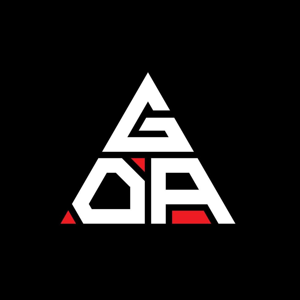 GOA triangle letter logo design with triangle shape. GOA triangle logo design monogram. GOA triangle vector logo template with red color. GOA triangular logo Simple, Elegant, and Luxurious Logo.
