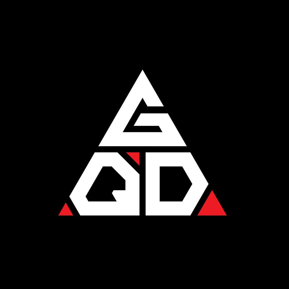 GQD triangle letter logo design with triangle shape. GQD triangle logo design monogram. GQD triangle vector logo template with red color. GQD triangular logo Simple, Elegant, and Luxurious Logo.