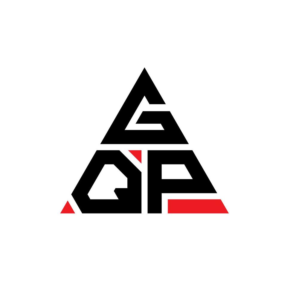 GQP triangle letter logo design with triangle shape. GQP triangle logo design monogram. GQP triangle vector logo template with red color. GQP triangular logo Simple, Elegant, and Luxurious Logo.