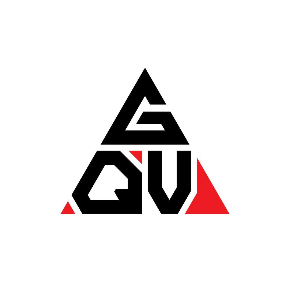 GQV triangle letter logo design with triangle shape. GQV triangle logo design monogram. GQV triangle vector logo template with red color. GQV triangular logo Simple, Elegant, and Luxurious Logo.