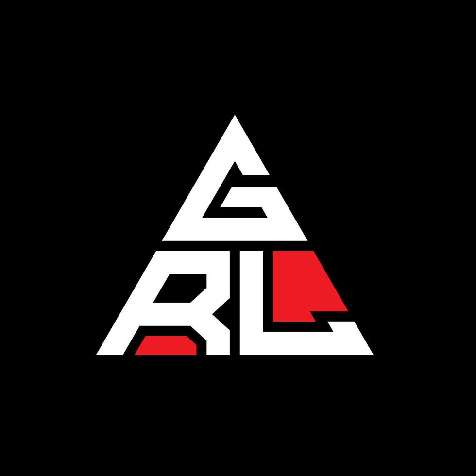 GRL triangle letter logo design with triangle shape. GRL triangle logo design monogram. GRL triangle vector logo template with red color. GRL triangular logo Simple, Elegant, and Luxurious Logo.