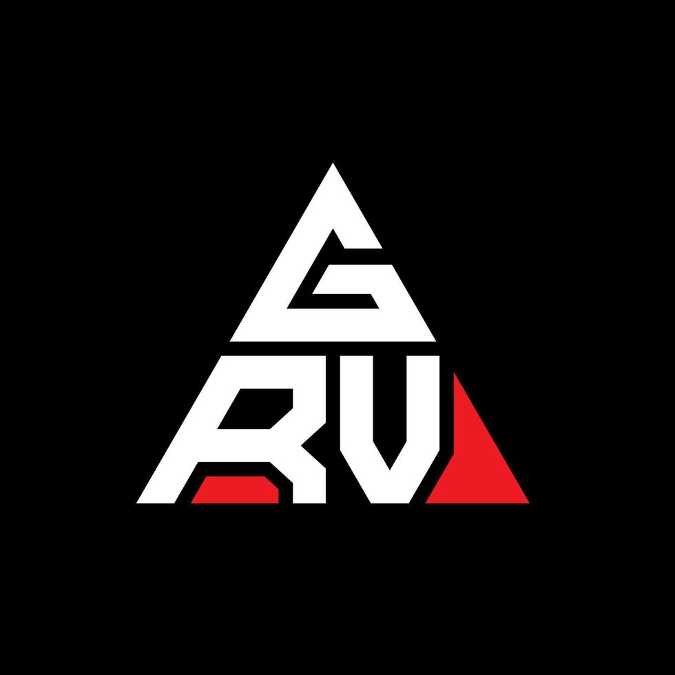 GRV triangle letter logo design with triangle shape. GRV triangle logo design monogram. GRV triangle vector logo template with red color. GRV triangular logo Simple, Elegant, and Luxurious Logo.