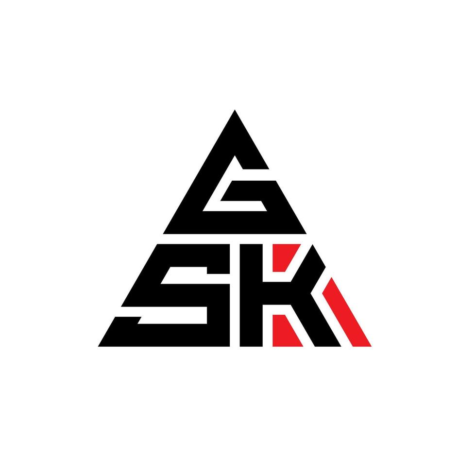 diseño de logotipo de letra triangular gsk con forma de triángulo. monograma de diseño de logotipo de triángulo gsk. plantilla de logotipo de vector de triángulo gsk con color rojo. logo triangular gsk logo simple, elegante y lujoso.