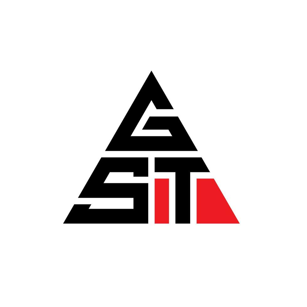 diseño de logotipo de letra de triángulo gst con forma de triángulo. monograma de diseño de logotipo de triángulo gst. plantilla de logotipo de vector de triángulo gst con color rojo. logotipo triangular gst logotipo simple, elegante y lujoso.