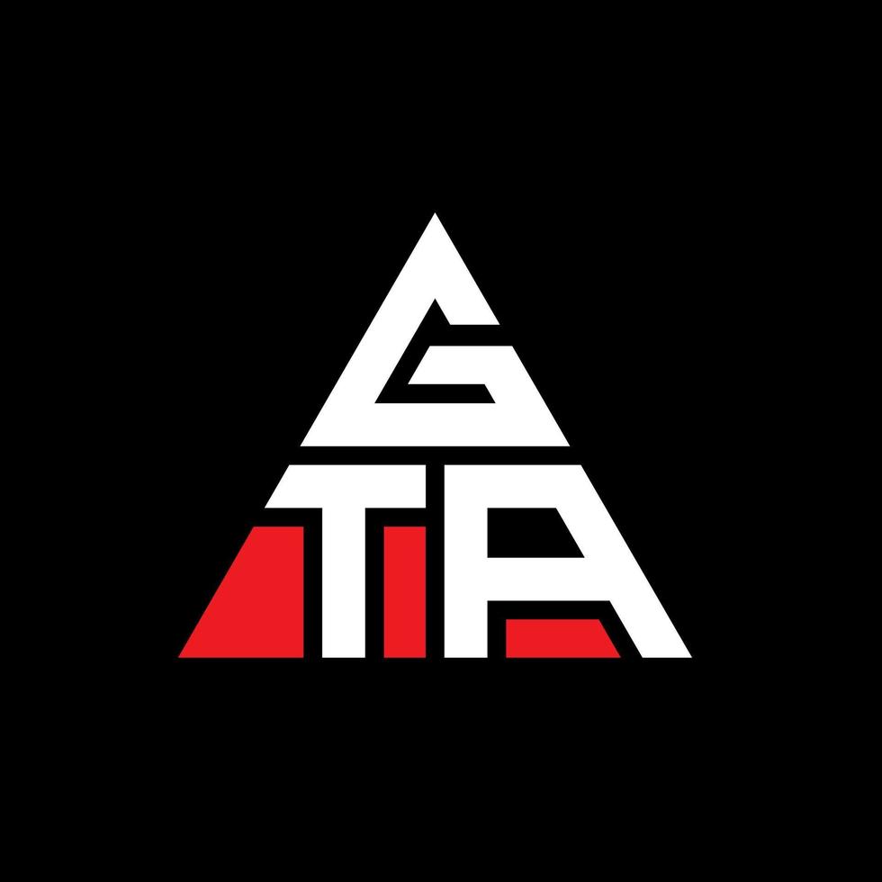 GTA triangle letter logo design with triangle shape. GTA triangle logo design monogram. GTA triangle vector logo template with red color. GTA triangular logo Simple, Elegant, and Luxurious Logo.