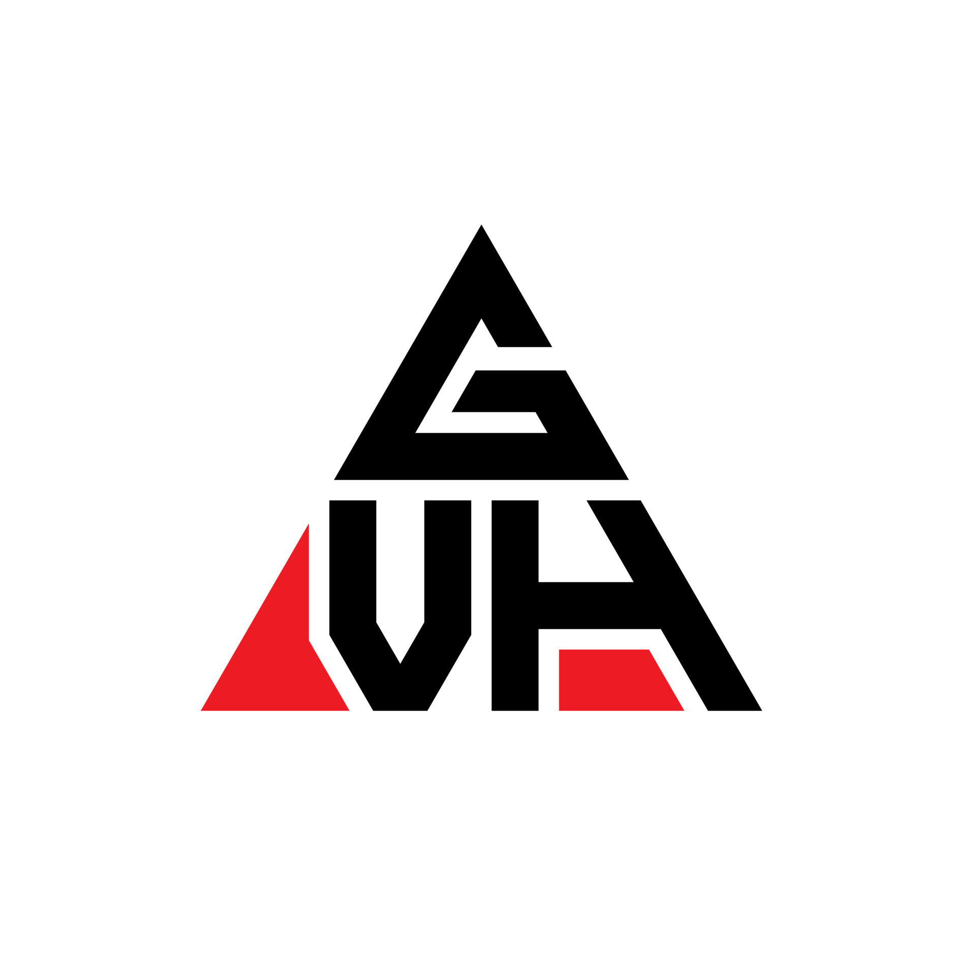 GVH triangle letter logo design with triangle shape. GVH triangle logo