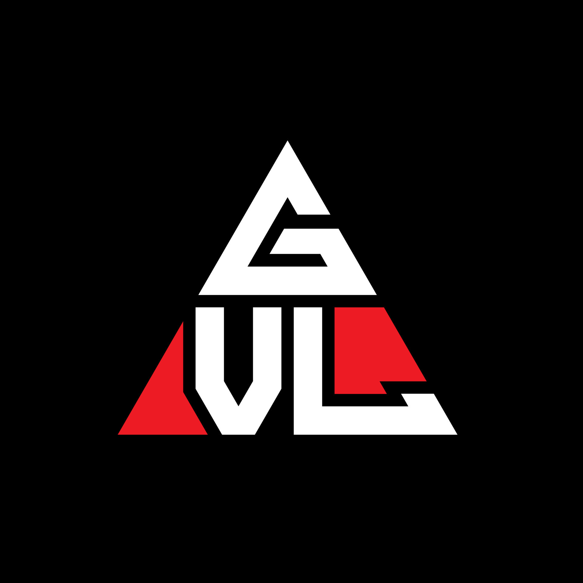 GVL triangle letter logo design with triangle shape. GVL triangle logo