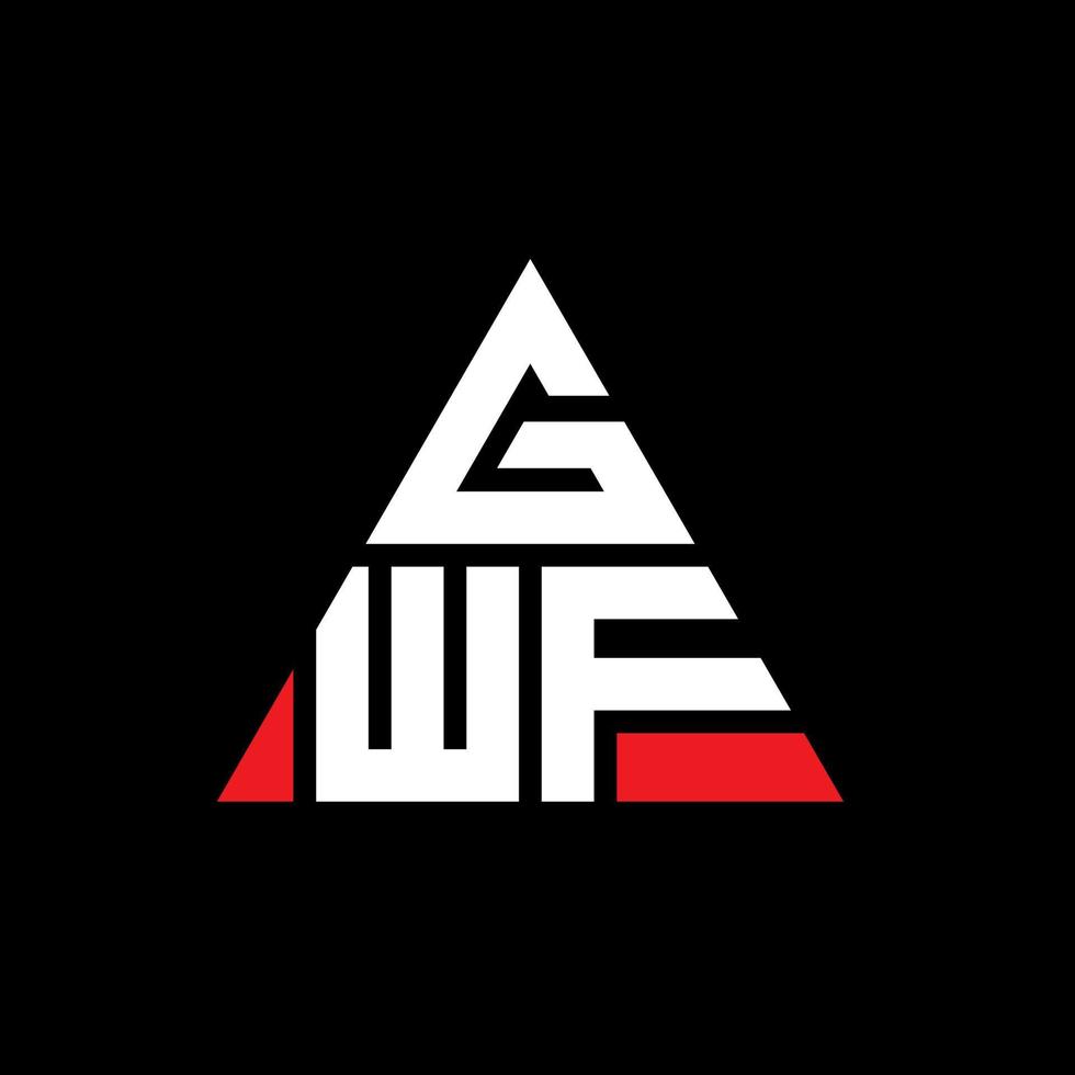 GWF triangle letter logo design with triangle shape. GWF triangle logo design monogram. GWF triangle vector logo template with red color. GWF triangular logo Simple, Elegant, and Luxurious Logo.