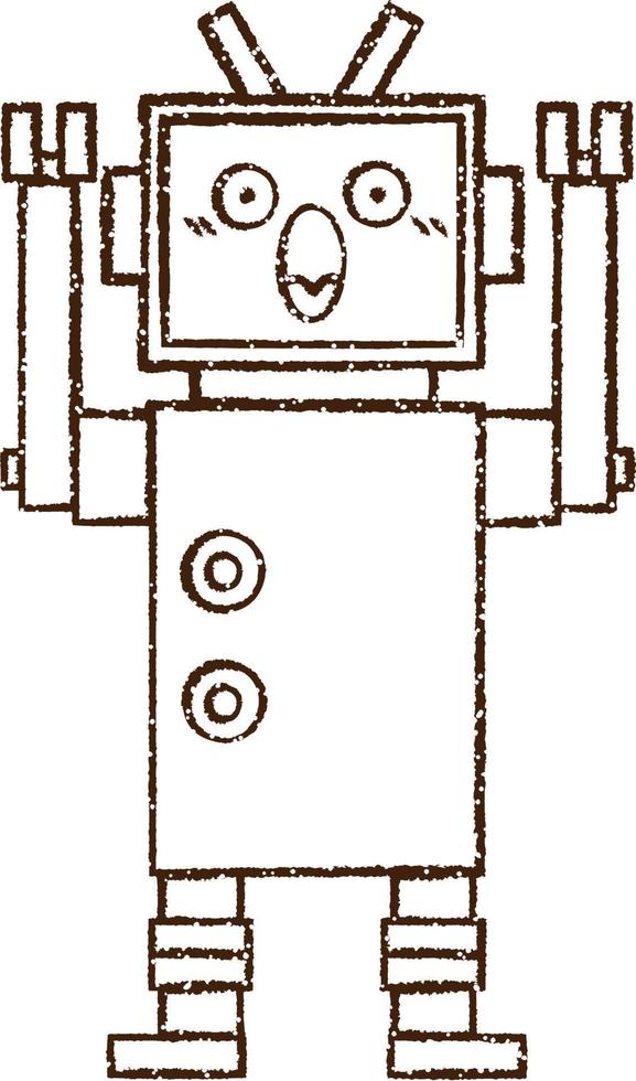 Robot Charcoal Drawing vector