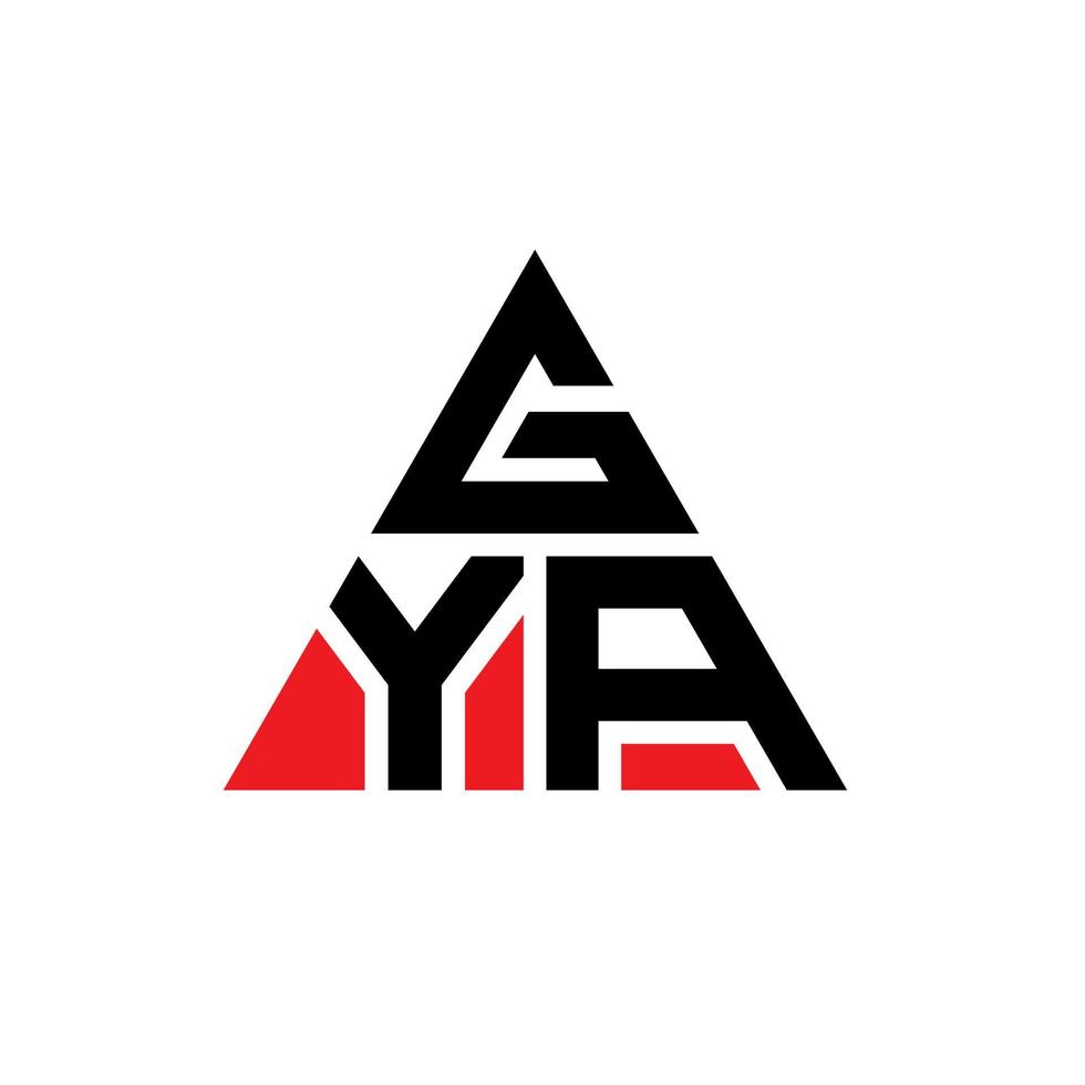 GYA triangle letter logo design with triangle shape. GYA triangle logo design monogram. GYA triangle vector logo template with red color. GYA triangular logo Simple, Elegant, and Luxurious Logo.