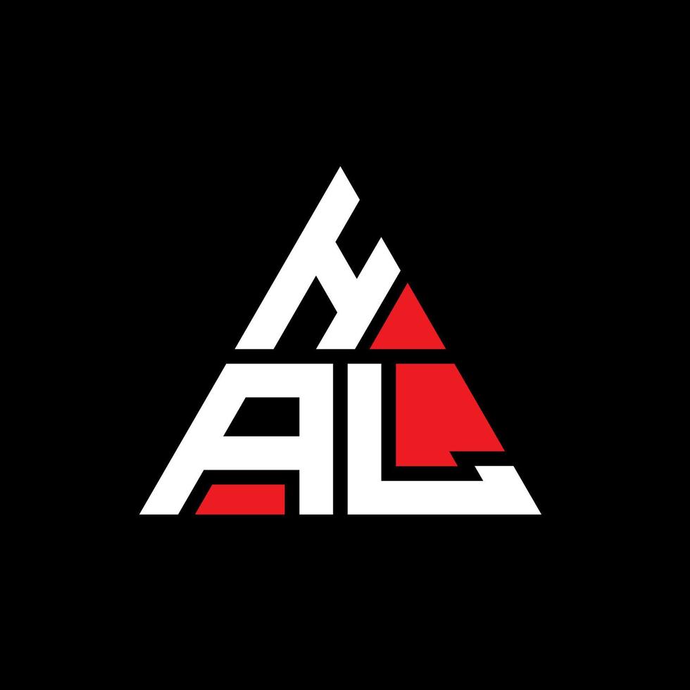 HAL triangle letter logo design with triangle shape. HAL triangle logo design monogram. HAL triangle vector logo template with red color. HAL triangular logo Simple, Elegant, and Luxurious Logo.