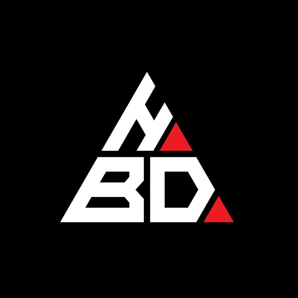 diseño de logotipo de letra de triángulo hbd con forma de triángulo. monograma de diseño del logotipo del triángulo hbd. plantilla de logotipo de vector de triángulo hbd con color rojo. logo triangular hbd logo simple, elegante y lujoso.
