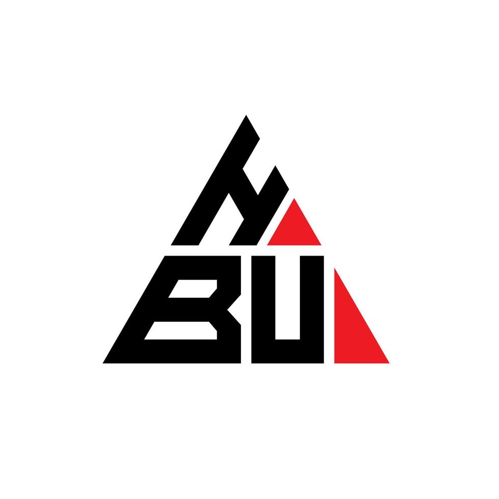 HBU triangle letter logo design with triangle shape. HBU triangle logo design monogram. HBU triangle vector logo template with red color. HBU triangular logo Simple, Elegant, and Luxurious Logo.