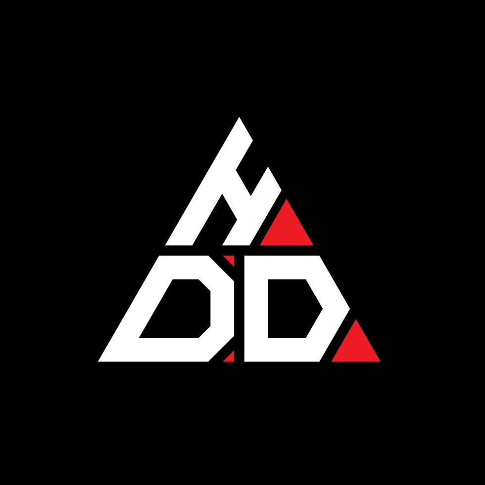 HDD triangle letter logo design with triangle shape. HDD triangle logo design monogram. HDD triangle vector logo template with red color. HDD triangular logo Simple, Elegant, and Luxurious Logo.