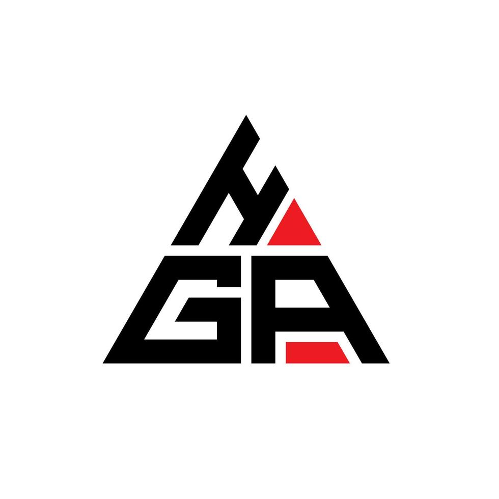 HGA triangle letter logo design with triangle shape. HGA triangle logo design monogram. HGA triangle vector logo template with red color. HGA triangular logo Simple, Elegant, and Luxurious Logo.