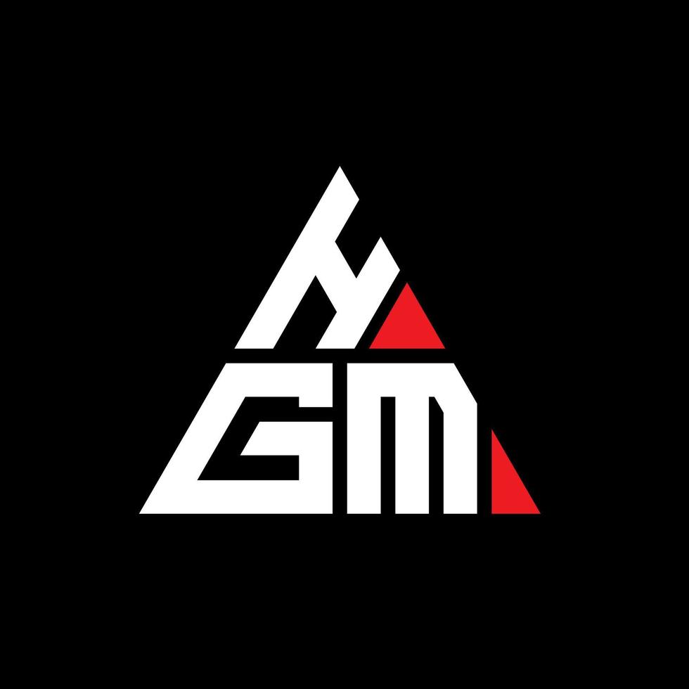HGM triangle letter logo design with triangle shape. HGM triangle logo design monogram. HGM triangle vector logo template with red color. HGM triangular logo Simple, Elegant, and Luxurious Logo.