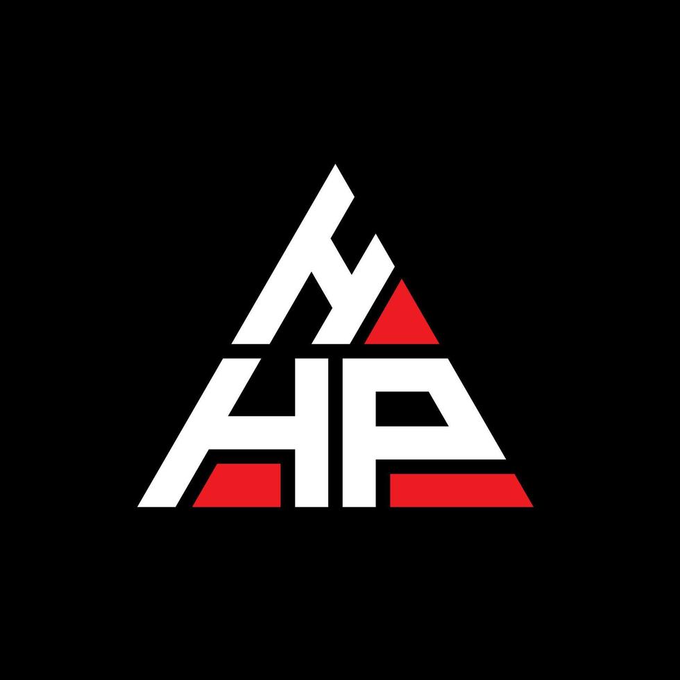 HHP triangle letter logo design with triangle shape. HHP triangle logo design monogram. HHP triangle vector logo template with red color. HHP triangular logo Simple, Elegant, and Luxurious Logo.