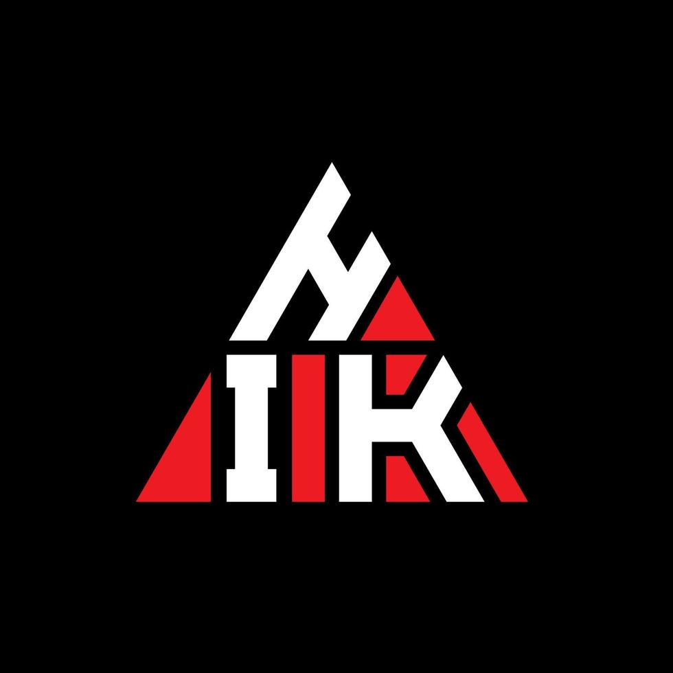 HIK triangle letter logo design with triangle shape. HIK triangle logo design monogram. HIK triangle vector logo template with red color. HIK triangular logo Simple, Elegant, and Luxurious Logo.