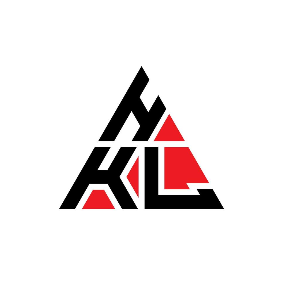HKL triangle letter logo design with triangle shape. HKL triangle logo design monogram. HKL triangle vector logo template with red color. HKL triangular logo Simple, Elegant, and Luxurious Logo.
