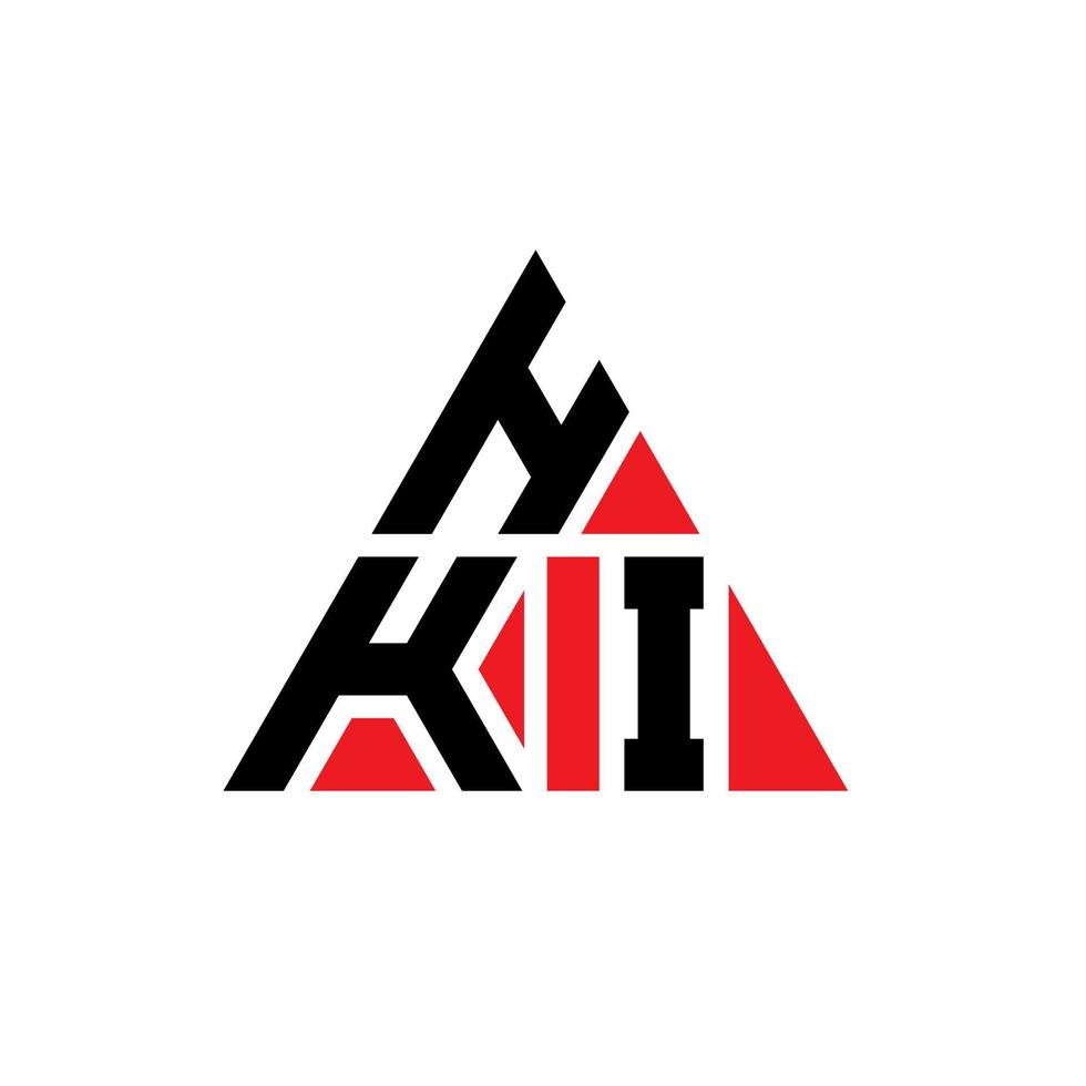 diseño de logotipo de letra triangular hki con forma de triángulo. monograma de diseño de logotipo de triángulo hki. plantilla de logotipo de vector de triángulo hki con color rojo. logotipo triangular hki logotipo simple, elegante y lujoso.