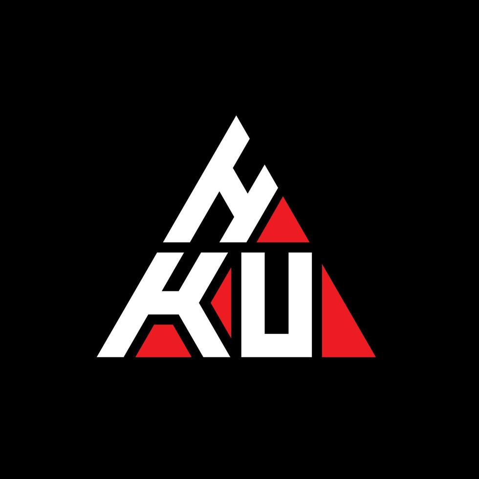 HKU triangle letter logo design with triangle shape. HKU triangle logo design monogram. HKU triangle vector logo template with red color. HKU triangular logo Simple, Elegant, and Luxurious Logo.