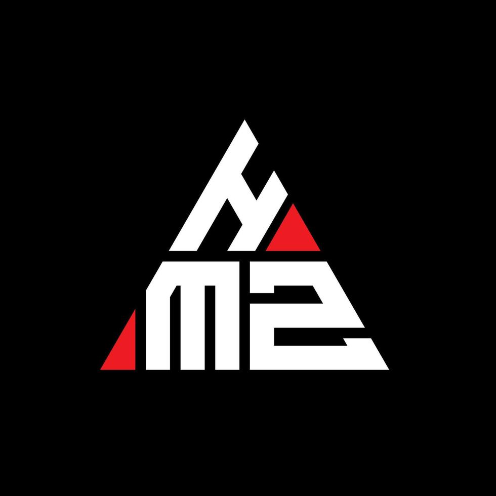 diseño de logotipo de letra triangular hmz con forma de triángulo. monograma de diseño del logotipo del triángulo hmz. plantilla de logotipo de vector de triángulo hmz con color rojo. logo triangular hmz logo simple, elegante y lujoso.