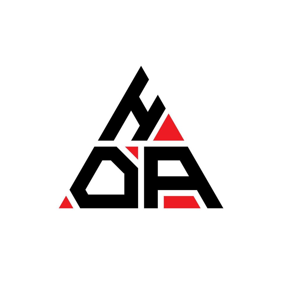 HOA triangle letter logo design with triangle shape. HOA triangle logo design monogram. HOA triangle vector logo template with red color. HOA triangular logo Simple, Elegant, and Luxurious Logo.