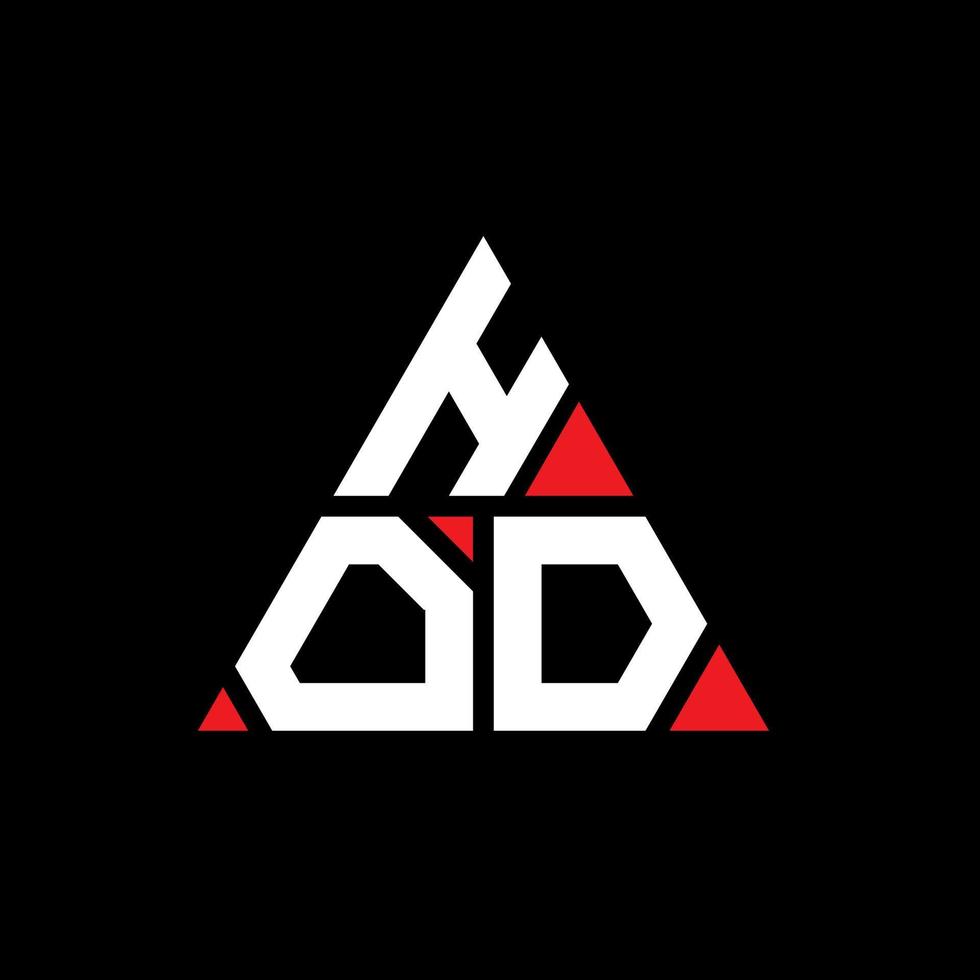 HOD triangle letter logo design with triangle shape. HOD triangle logo design monogram. HOD triangle vector logo template with red color. HOD triangular logo Simple, Elegant, and Luxurious Logo.
