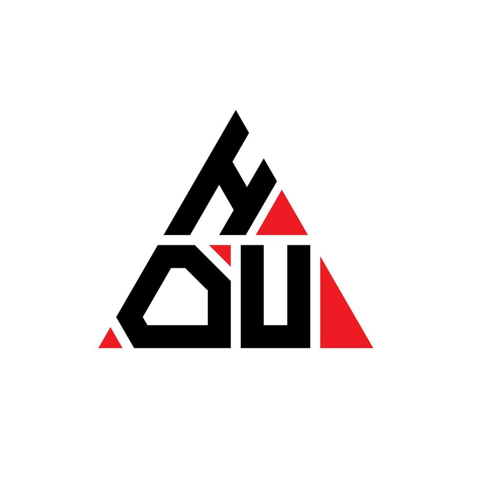 diseño de logotipo de letra de triángulo hou con forma de triángulo. monograma de diseño del logotipo del triángulo hou. plantilla de logotipo de vector de triángulo hou con color rojo. logotipo triangular de hou logotipo simple, elegante y lujoso.