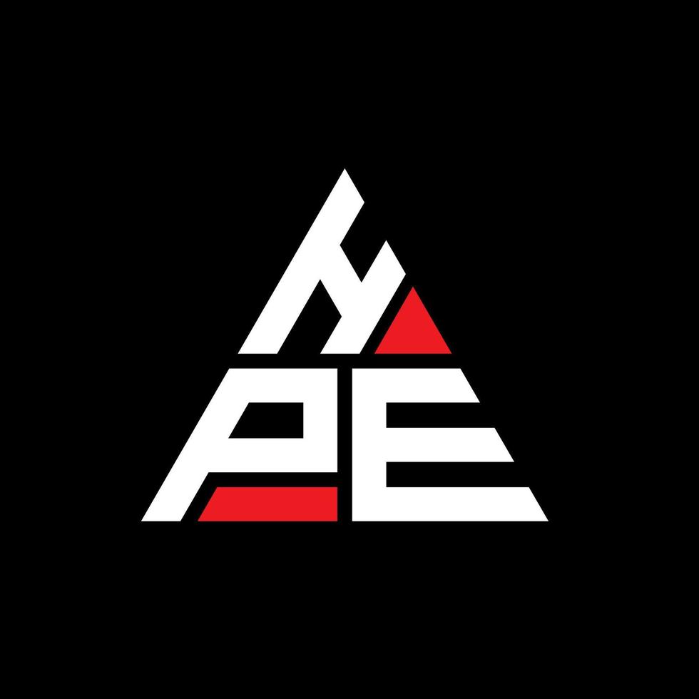 HPE triangle letter logo design with triangle shape. HPE triangle logo design monogram. HPE triangle vector logo template with red color. HPE triangular logo Simple, Elegant, and Luxurious Logo.