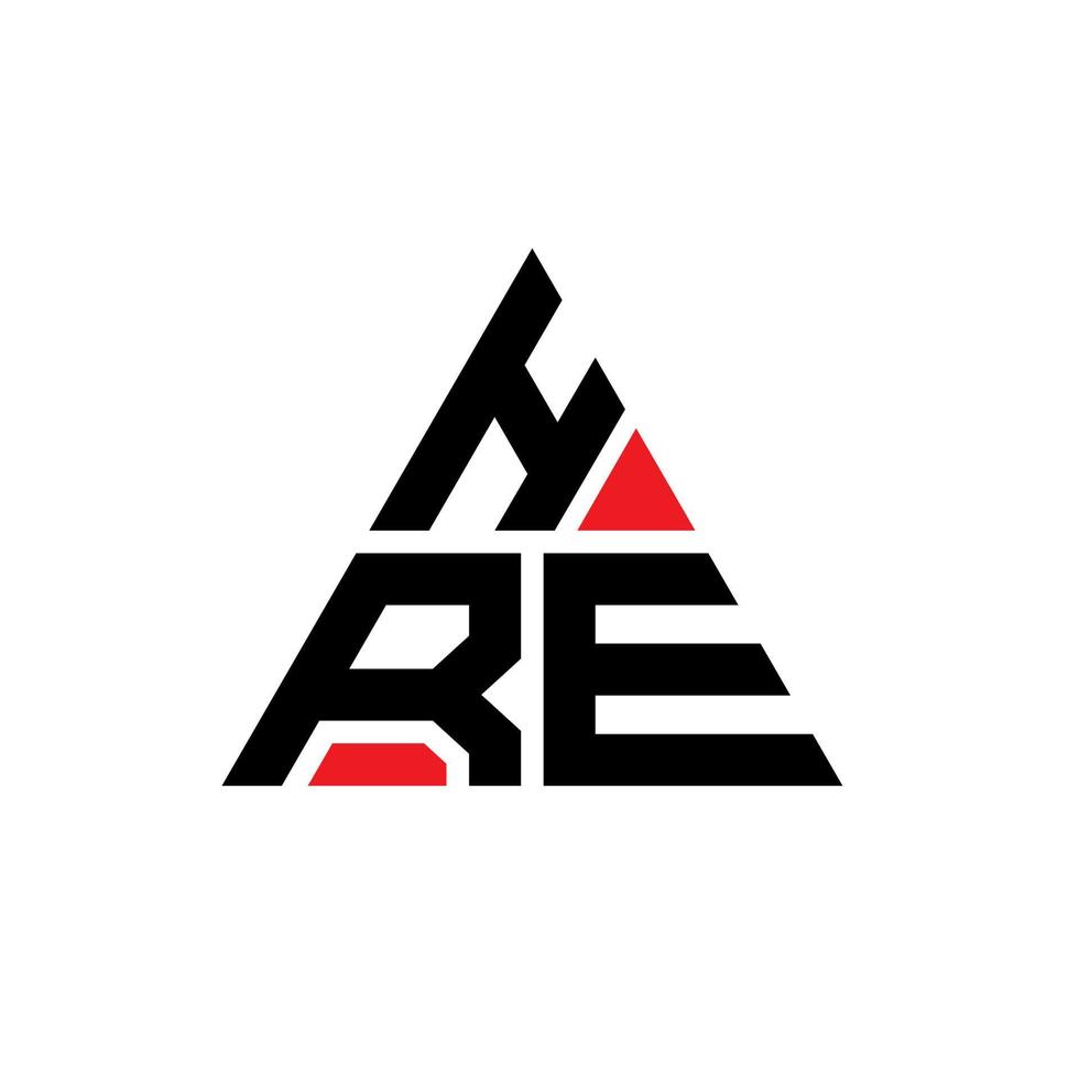 HRE triangle letter logo design with triangle shape. HRE triangle logo design monogram. HRE triangle vector logo template with red color. HRE triangular logo Simple, Elegant, and Luxurious Logo.