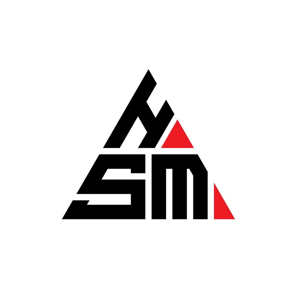 HSM triangle letter logo design with triangle shape. HSM triangle logo design monogram. HSM triangle vector logo template with red color. HSM triangular logo Simple, Elegant, and Luxurious Logo.