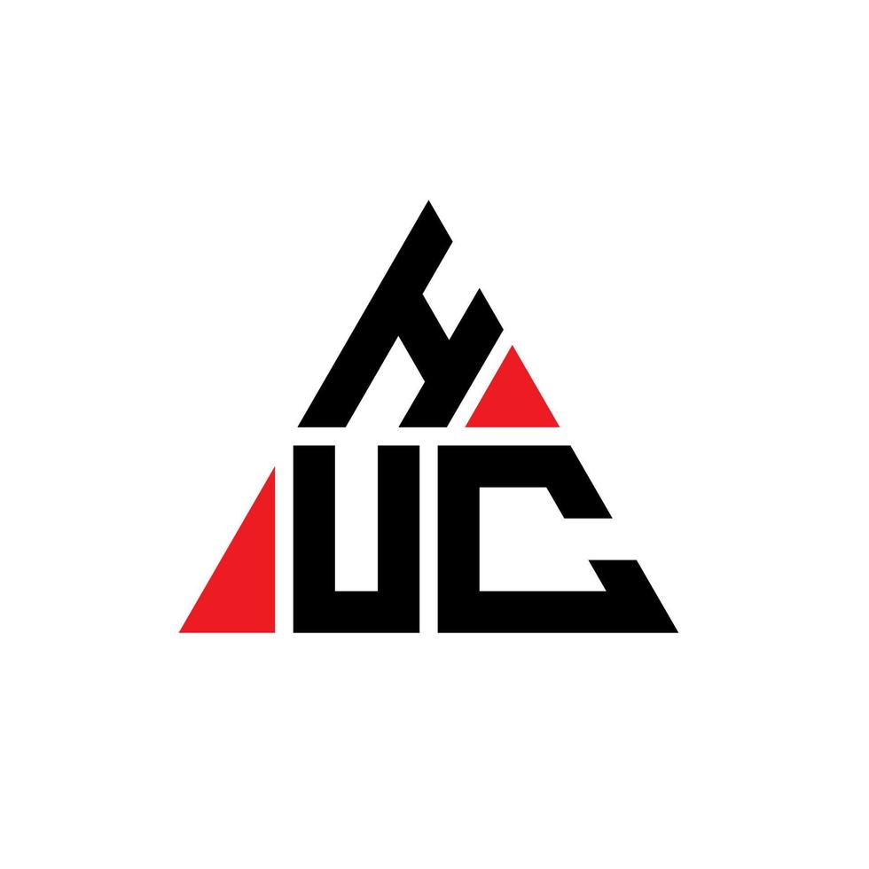 HUC triangle letter logo design with triangle shape. HUC triangle logo design monogram. HUC triangle vector logo template with red color. HUC triangular logo Simple, Elegant, and Luxurious Logo.