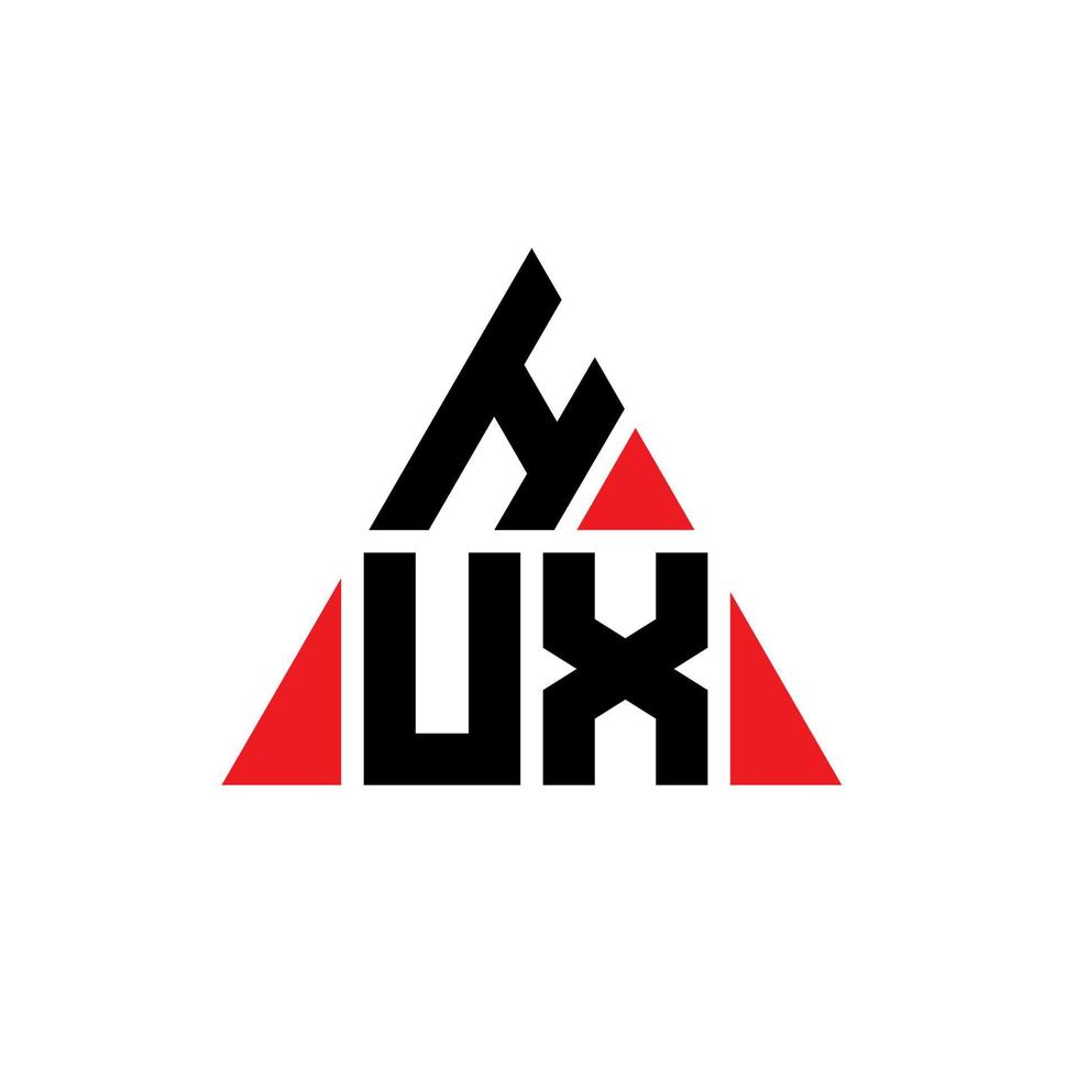diseño de logotipo de letra de triángulo hux con forma de triángulo. monograma de diseño del logotipo del triángulo hux. plantilla de logotipo de vector de triángulo hux con color rojo. logotipo triangular hux logotipo simple, elegante y lujoso.