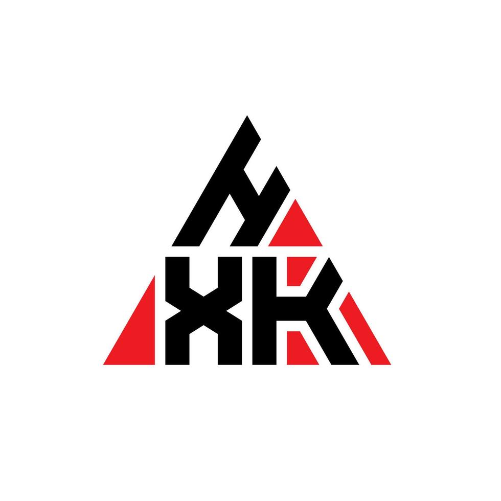 HXK triangle letter logo design with triangle shape. HXK triangle logo design monogram. HXK triangle vector logo template with red color. HXK triangular logo Simple, Elegant, and Luxurious Logo.