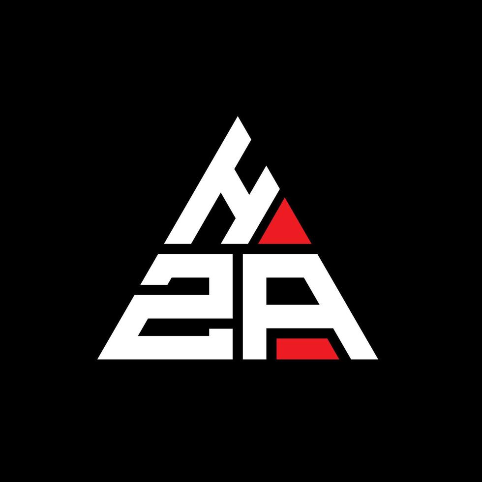HZA triangle letter logo design with triangle shape. HZA triangle logo design monogram. HZA triangle vector logo template with red color. HZA triangular logo Simple, Elegant, and Luxurious Logo.
