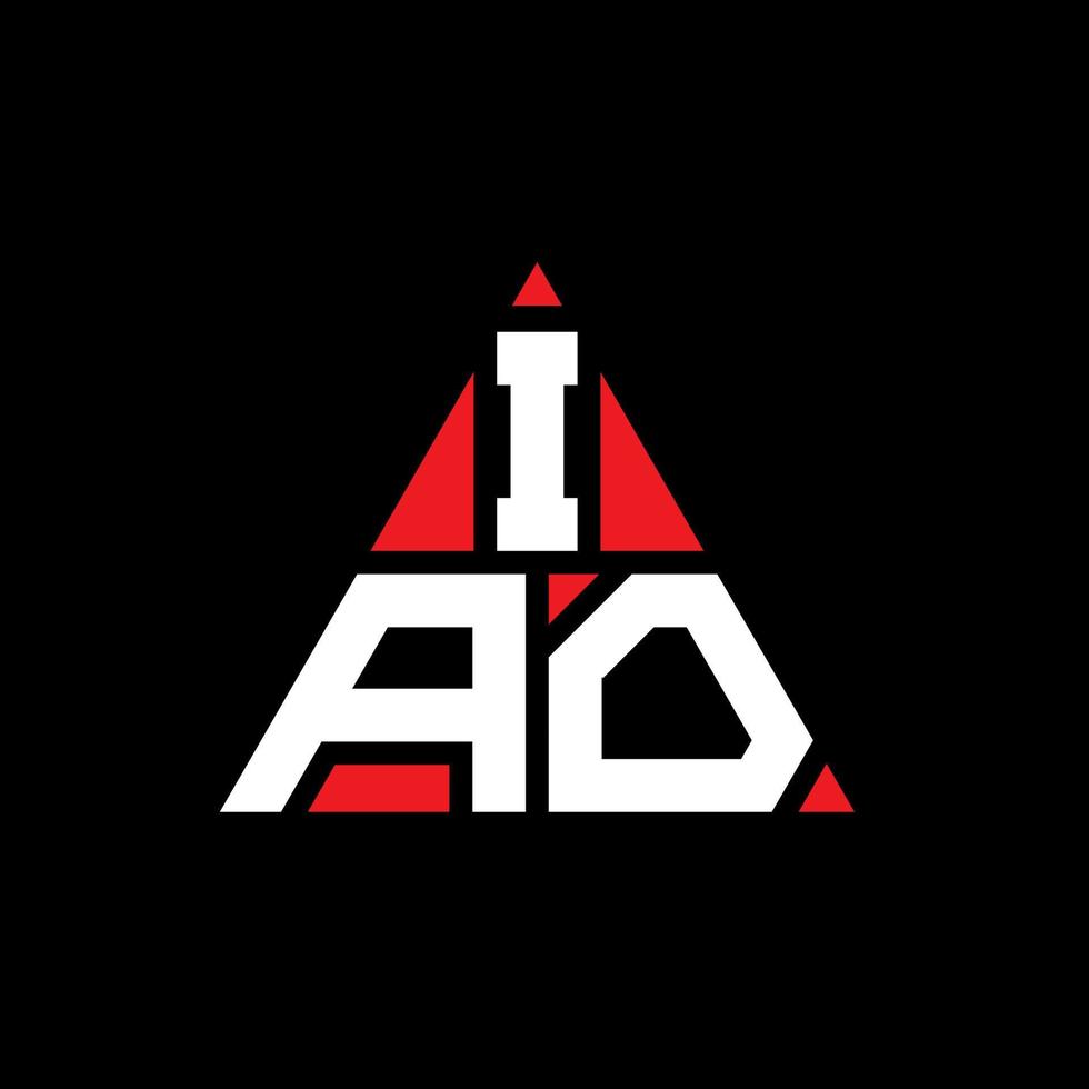 IAO triangle letter logo design with triangle shape. IAO triangle logo design monogram. IAO triangle vector logo template with red color. IAO triangular logo Simple, Elegant, and Luxurious Logo.
