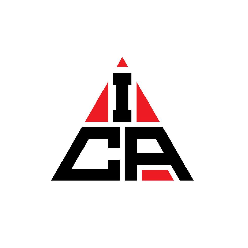 diseño de logotipo de letra triangular ica con forma de triángulo. monograma de diseño del logotipo del triángulo ica. plantilla de logotipo de vector de triángulo ica con color rojo. logo triangular ica logo simple, elegante y lujoso.