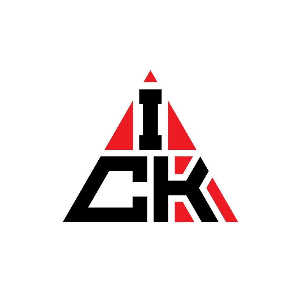 ICK triangle letter logo design with triangle shape. ICK triangle logo design monogram. ICK triangle vector logo template with red color. ICK triangular logo Simple, Elegant, and Luxurious Logo.