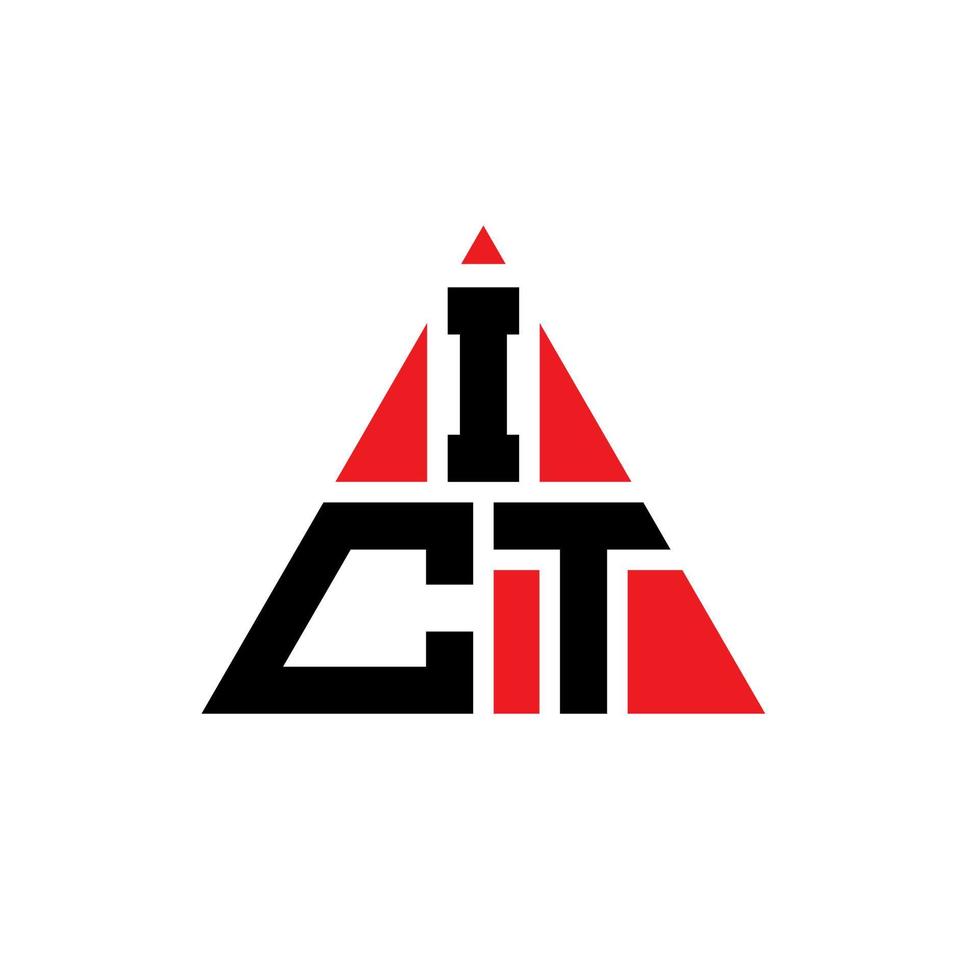 diseño de logotipo de letra de triángulo ict con forma de triángulo. monograma de diseño del logotipo del triángulo ict. plantilla de logotipo de vector de triángulo ict con color rojo. logo triangular ict logo simple, elegante y lujoso.