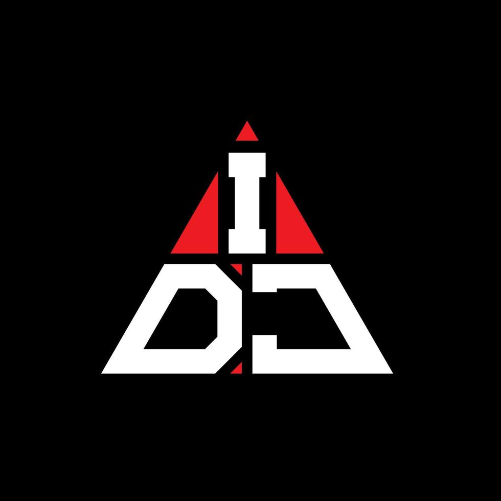 IDJ triangle letter logo design with triangle shape. IDJ triangle logo design monogram. IDJ triangle vector logo template with red color. IDJ triangular logo Simple, Elegant, and Luxurious Logo.