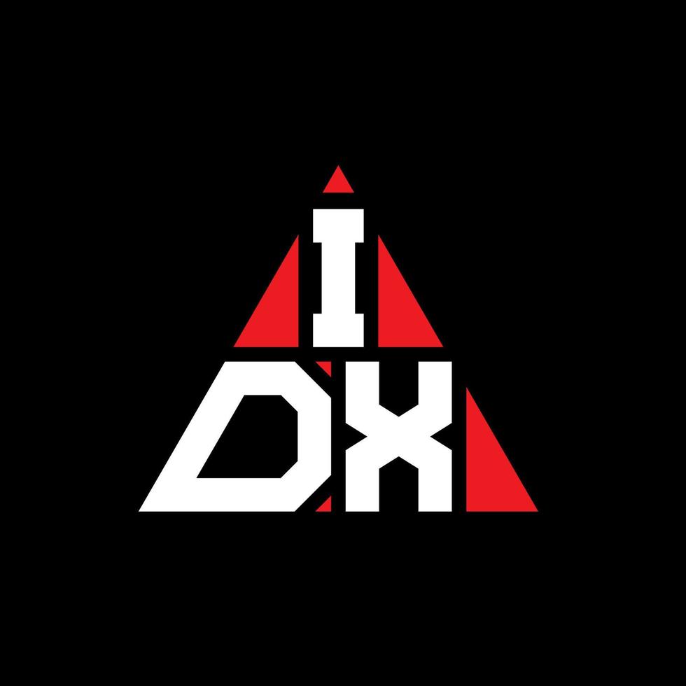 IDX triangle letter logo design with triangle shape. IDX triangle logo design monogram. IDX triangle vector logo template with red color. IDX triangular logo Simple, Elegant, and Luxurious Logo.