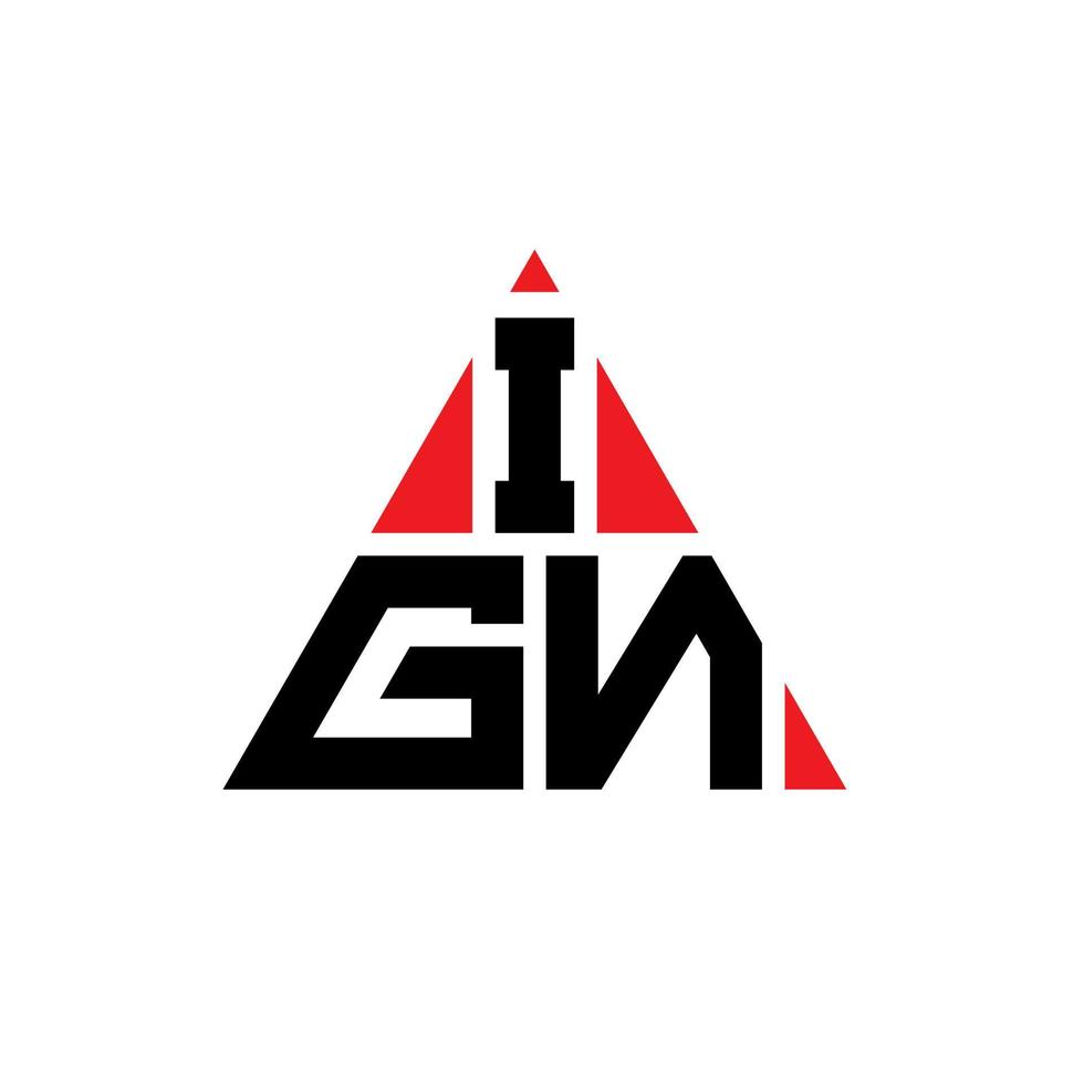 ign diseño de logotipo de letra triangular con forma de triángulo. monograma de diseño de logotipo de triángulo ign. plantilla de logotipo de vector de triángulo ign con color rojo. ign logotipo triangular logotipo simple, elegante y lujoso.