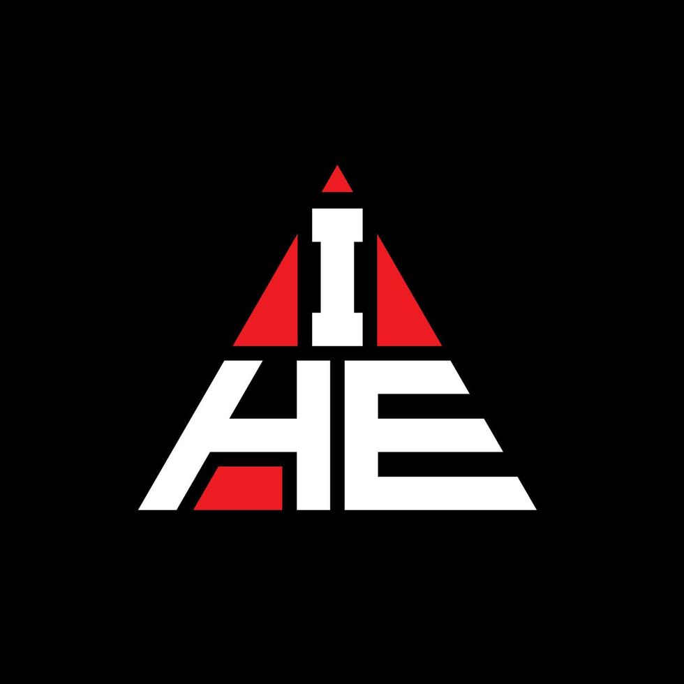 IHE triangle letter logo design with triangle shape. IHE triangle logo design monogram. IHE triangle vector logo template with red color. IHE triangular logo Simple, Elegant, and Luxurious Logo.