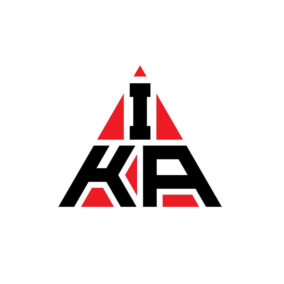 diseño de logotipo de letra triangular ika con forma de triángulo. monograma de diseño del logotipo del triángulo ika. plantilla de logotipo de vector de triángulo ika con color rojo. logotipo triangular ika logotipo simple, elegante y lujoso.