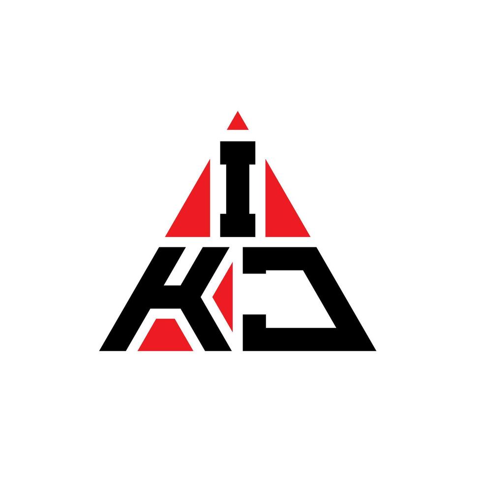 Diseño de logotipo de letra triangular ikj con forma de triángulo. monograma de diseño del logotipo del triángulo ikj. plantilla de logotipo de vector de triángulo ikj con color rojo. logotipo triangular ikj logotipo simple, elegante y lujoso.