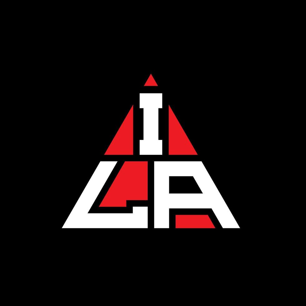 ILA triangle letter logo design with triangle shape. ILA triangle logo design monogram. ILA triangle vector logo template with red color. ILA triangular logo Simple, Elegant, and Luxurious Logo.